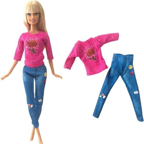 NK One Pcs 2020 Doll Dress Handmade Clothes Fashion Casual Jeans For Barbie Doll Accessories Child Toys Girls' Gift 278O 3X