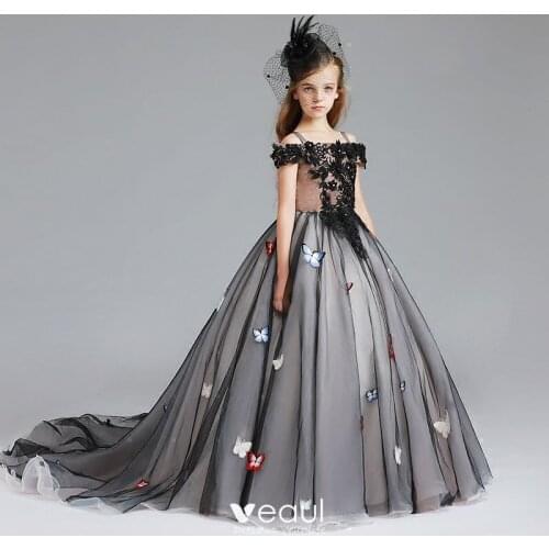 Flower Pageant Dresses For Wedding Kids Ball Gowns Tiered Ruffles Backless First Communion Dresses For Girls