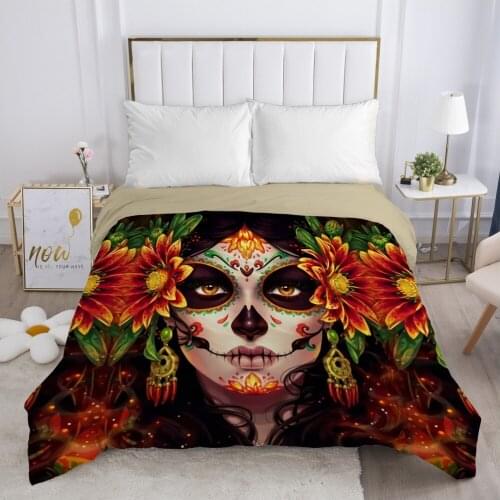 Skull Woman lady Duvet cover Quilt/Blanket/Comfortable Case 140x200 240x220 240x260 Queen King Single Bedding for Home Orange