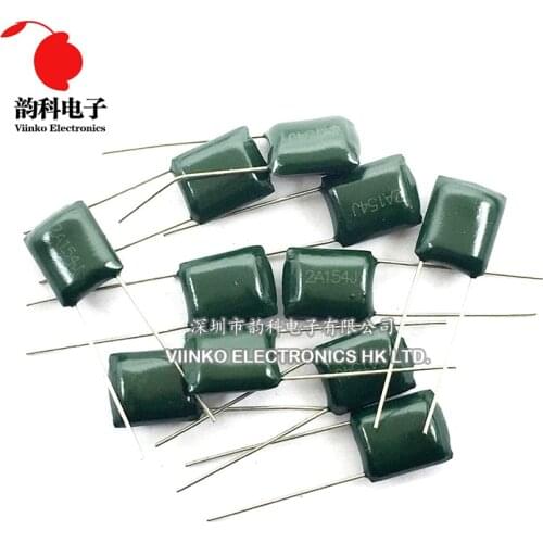 20pcs Polyester film capacitor 100V 120nF 150nF 220nF 330nF 470nF 2A124J 2A154J 2A224J 2A334J 2A474J