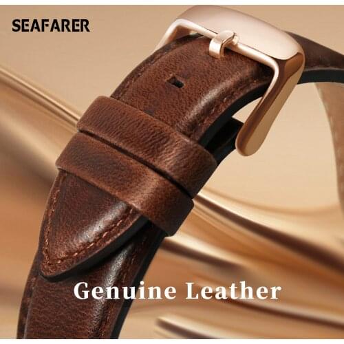 SEAFARER Leather Watch Band White With Rose Gold Clasp Watchband12 14 16 17 18 20 22 24mm For DW Daniel Wellington Watch Strap
