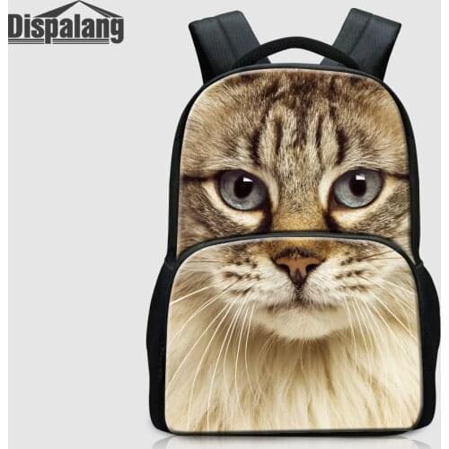 Dispalang Cute Cat Backpack For Middle School Students Women Rucksack 17 Inch Canvas Quality Schoolbags Bookbags Animal Bagpacks