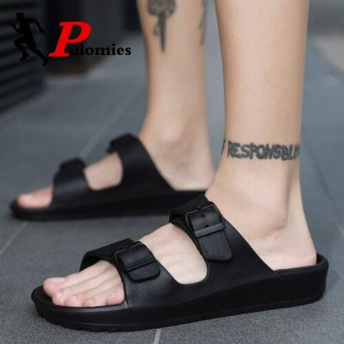 PULOMIES Summer Men Women Sandals Outdoor Men Slippers Casual Home Loafers Bathroom Clogs Couple Garden Shoes Beach Sandals