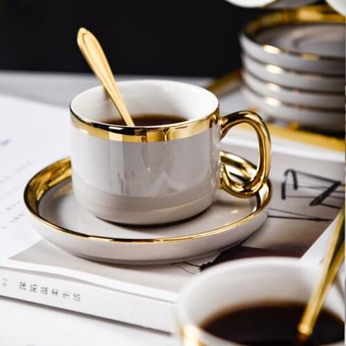 Cute Luxury Ceramic Coffee Mug Cup Breakfast Luxury Travel Mug Ceramic Travel Canecas De Porcelana Coffee Cup And Saucer Set