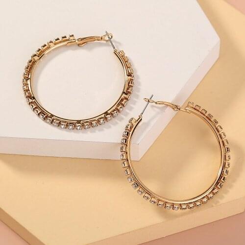 Rhinestone Round Circle Frame Hoop Earrings Charms Geometric Earrings Luxury Designer Jewelry for Women Party Gift