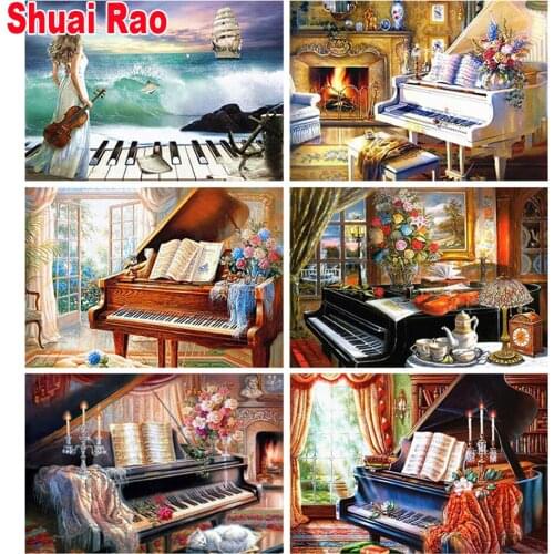Piano diamond painting tools full square round diamond mosaic landscape Rhinestone 5 d diy cross stitch embroidery home art