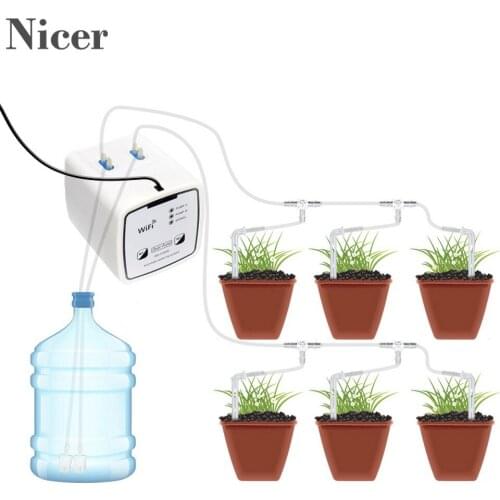 WIFI Connection Drip Irrigation System Set Double Pump Automatic Watering Device Timer Kit Mobile APP Intelligent Control