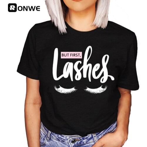 Make Up Letter Funny New Eye Eyelash Fashion Cartoon Summer Lady Print Tee Stylish T Top Tshirts 2021 Women Clothes