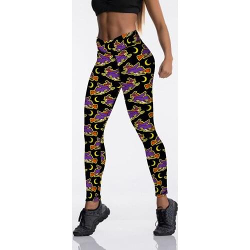 New Leggins Halloween Women Witch Hat Print Capri Legging Fashion High Waist Plus Size Leggings