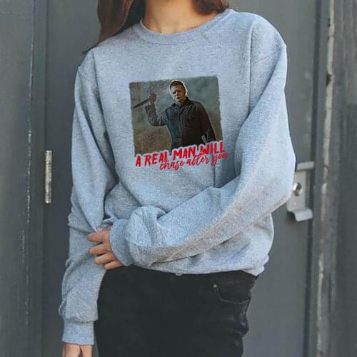 Halloween Movie Sweatshirt New Arrival Womens Funny Casual 100%Cotton Long Sleeve Tops Characters Halloween Tops