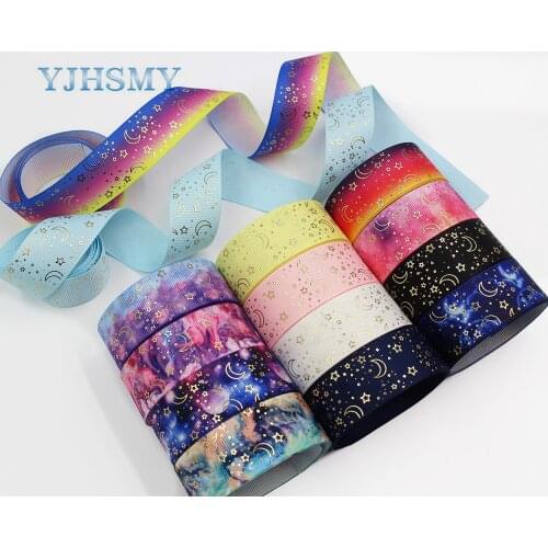 1”Hot Gold Star and Moon Ribbon Craft 5 Yards DIY Handmade Hair Accessories Material Bow Decoration L-201014-1210