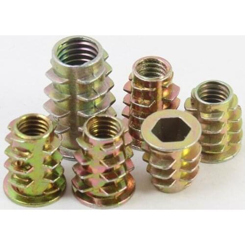 10-50PCS M4 M5 M6 M8 M10 Zinc Alloy Thread For Wood Insert Nut Flanged Hex Drive Head Furniture Nuts