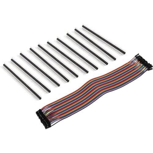 10Pcs 1 x 40 Pin 2.54Mm Pitch Single Row Right Angle Pcb Pin Headers & 40Pcs Female To Female Solderless Flexible Breadboard Jum