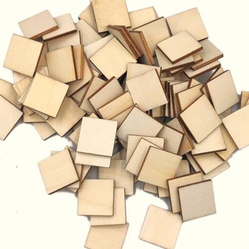 100pcs 10mm Unfinished Wood Pieces Blank Wood Squares for Coasters, Pyrography, Painting, Writing and Home Decorations