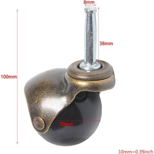 2 inch Swivel Caster Wheels Antique Brass Ball Caster with Long Stem Total 330lbs Capacity for Furniture Replacement (Caster Set