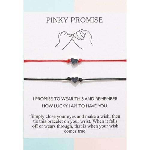 2 Pcs/Set Fashion Heart Bracelets For Lovers Handmade Rope Chain Bracelets Simple Cute Couple Bracelet Gifts For Women Boyfriend