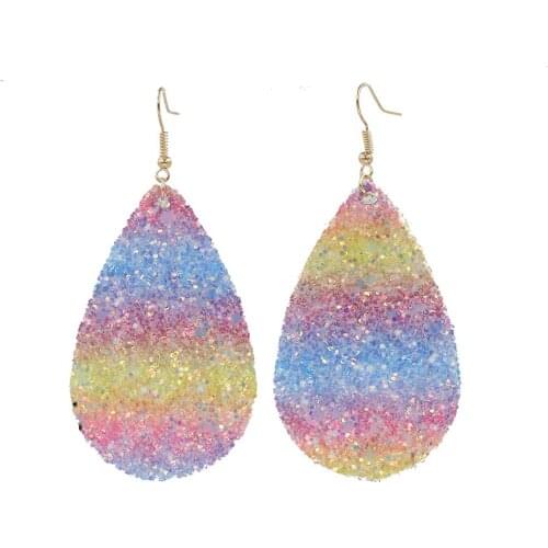 2020 New Fashion water drop Teardrop Rainbow Glitter Popular Drop Earrings for Women