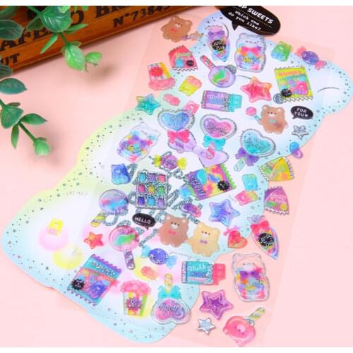 Glittering Sugar Candy 3D Stereoscopic PVC Stickers Mobile Phone Decoration Stickers Children Cartoon Love Stickers Color Candy