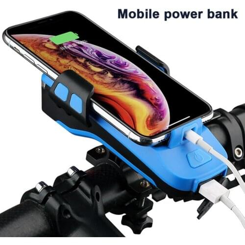 70% Hot Sale USB Rechargeable Multi-function Bicycle Light Bike Horn Phone Holder Powerbank