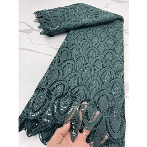 African Guipure Lace Fabric 2021 High Quality Lace Latest French Cord Lace Fabric With Sequins For Wedding 5 Yards 4195B