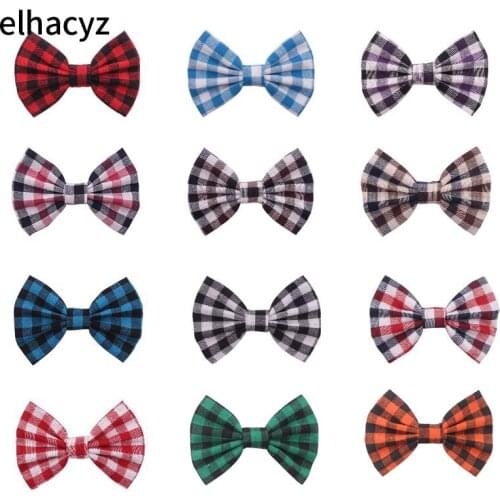 12pcs/lot 5'' Plaid Hair Bow Hair Clips for Kids And Children Headband Girls DIY Hair Bows Headbands Hair Accessories