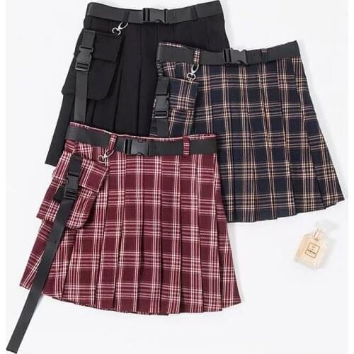 Black High-waisted A-word Pleated Womens Spring/summer 2019 New Slim Pocket Skirt DLBSQ286
