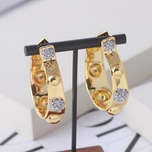 European and American creative color matching metallic C-shaped protruding inlaid open earrings earrings women