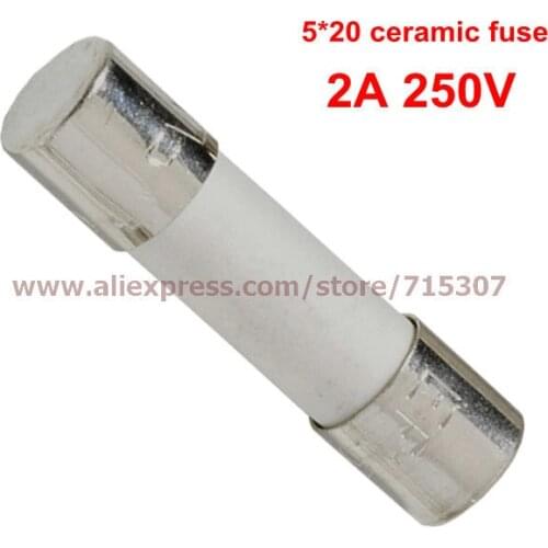 PHISCALE 100pcs 5*20 / 5x20mm Ceramic fuse 2A 250V