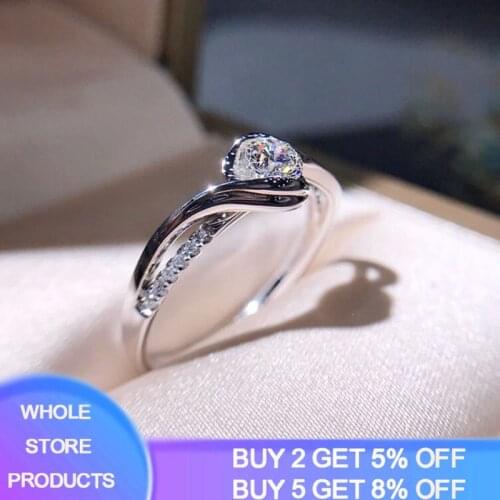 Classic Engagement Ring AAA White Cubic Zircon Female Women Super Flash Rhinestone Wedding Band CZ Rings Silver 925 Jewelry R321
