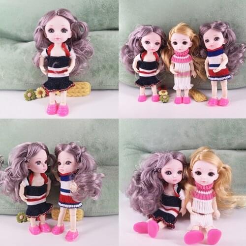 Bjd Dolls 16cm 13 Movable Joints Toy Bushy Wig Festival Kawaii Princess Bonecas Clothes Accessories Nude Makeup For Kids