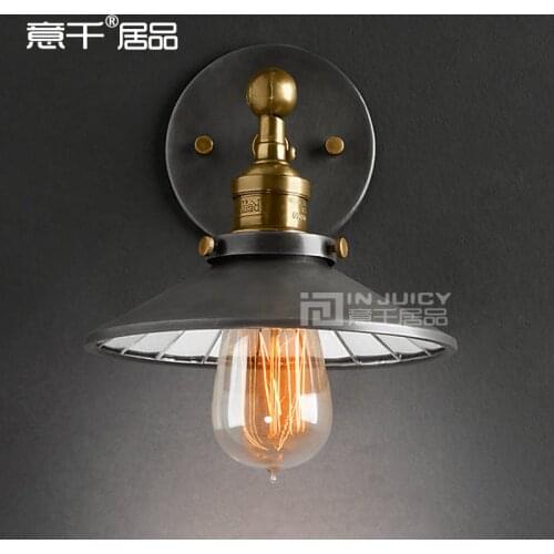 Loft Edison American Rural Industrial 22CM Mirror Single Head Decorative Wall Lamp Bedside Cafe Bar Store Hall