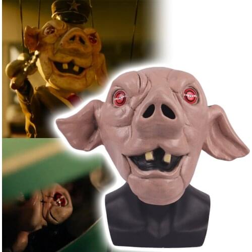 Movie Saw Jigsaw Killer Pig Mask Spiral Full Head Helmet Adults Scary Halloween Cosplay Mask Props Latex