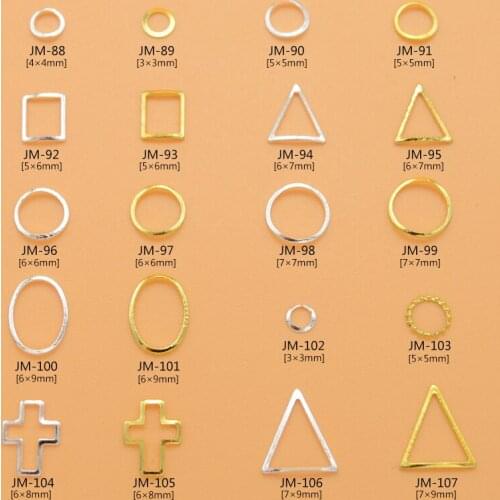 Lots 1000Pcs Nail Art Hollow Round Triangle Square Metallic Sticker Studs Nail Accessory Decorations Glitter Tool JM88-107