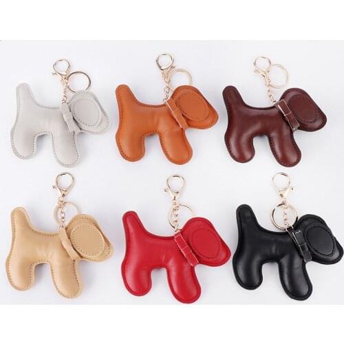 Fashion Creative PU Leather Pet Dog Keychain Men and Women Lovers Cute Car Keychain Bag Ornament Jewelry Accessories Gift