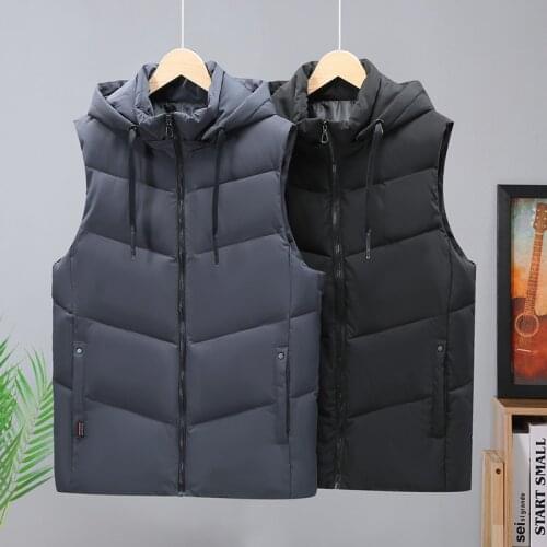 Plus Size 5XL-L Men Vest Jacket Winter Waterproof Sleeveless Men Jacket Fashion Hooded Casual Vest Men Autumn Thicken Waistcoat