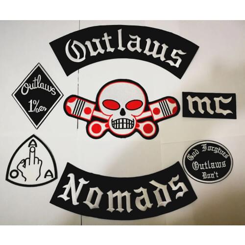 Outlaws Hells Patches Nomads Embroidered Iron on Biker Patches for the Motorcycle Jacket Vest Old rider Outlaws Patch