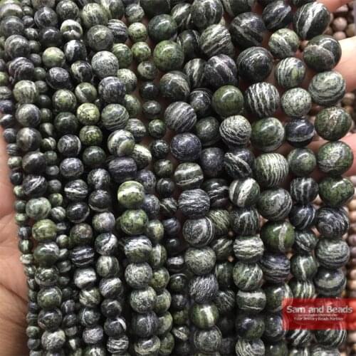Natural Stone Green Zebra Beads 16" Strand 6-10MM Pick Size For Bracelet Necklace Making GZB21