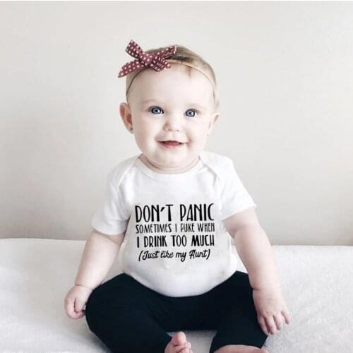 Don't Panic Summer Baby Bodysuits Girls Clothes Baby Romper Cotton Baby Boys Rompers Newborn Baby Outfits For Babies Jumpsuits