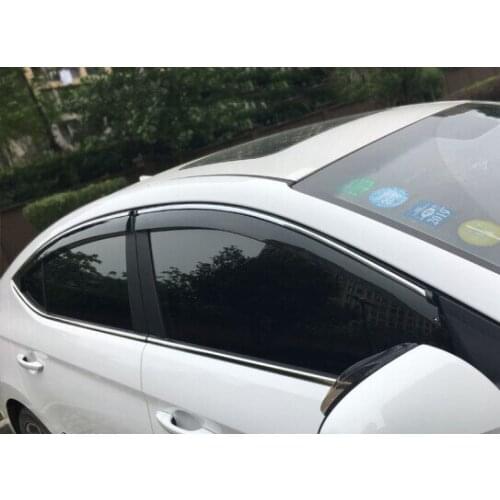 Window Visor Vent Shades Sun Rain Deflector Guard Awnings Auto Accessories 4pcs for Hyundai Elantra 2016 2017 2018