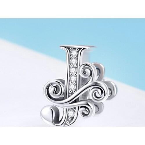Pandach 100% 925 Sterling Silver Name Letter Alphabet J Charm Bead Fit Original Bracelets Pendant Jewelry Gift C030-J