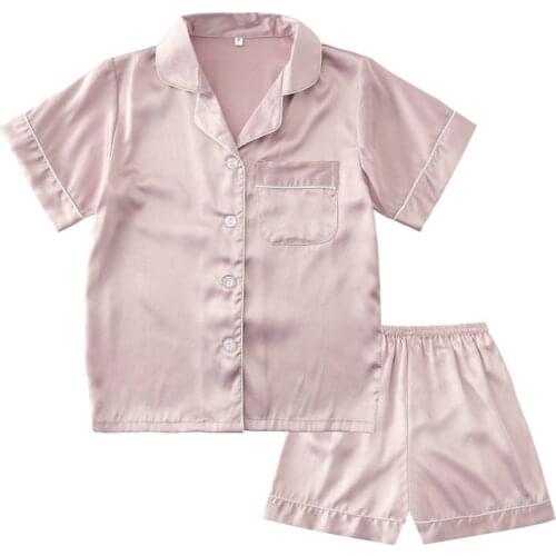 Boys pajamas kids pajamas Set Silk Satin Pajamas Set Kids Suit Short Sleeve Sleepwear Nightwear Chlidren Pajamas Set