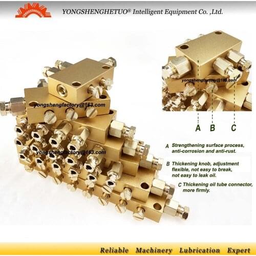 Lubrication Oil Distributor Resistance dispenser separator valve divider volume adjustable 6mm inlet 6mm inlet 4mm outlet*2 B-2