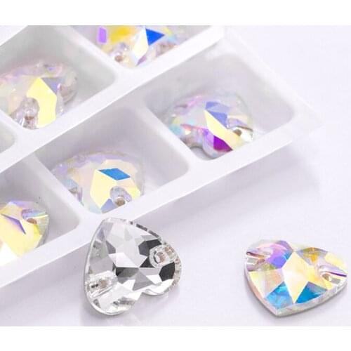 Cute Dreamlike Heart Shaped Crystal Glass Rhinestones With Silver Plating Rhinestones For Sewing On Wedding Dress & Decoration