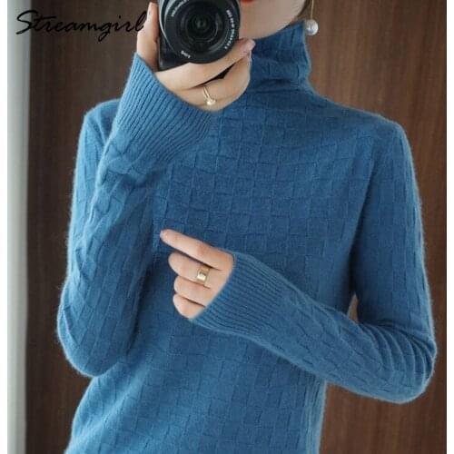 Streamgirl Womens Sweater Turtleneck Plus Size Knitted Women Jumper Spring Autumn Basic Pullovers Pull Femme Hiver Sweaters