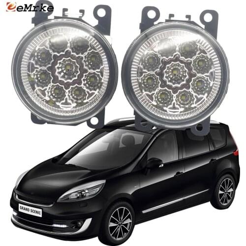 2PCS Car Styling 9-Pieces LED Fog Light Lamp for Renault Grand Scenic 3 JZ 2010 2011 2012 2013 2014 2015 2016 Fog Lights 12V DRL