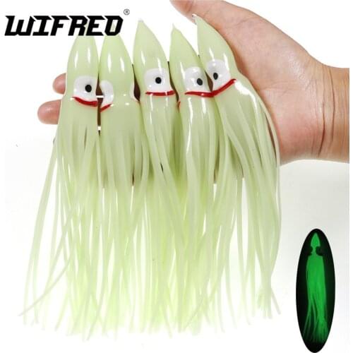 5-18cm Luminous Squid Skirts Soft Lure pesca Night Fishing Lure Octopus Glow Rubber Artificial Bait for Saltwater Fishing