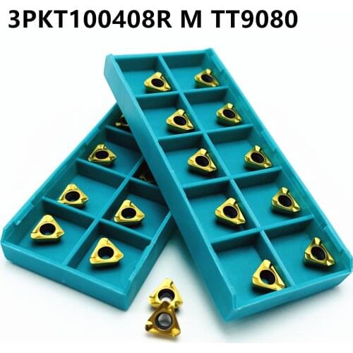 10PCS Carbide Insert 3PKT100408R M TT9080 External Turning Tool CNC Lathe Tool 3PKT 100408R CVD + PVD Milling Tool Carbide