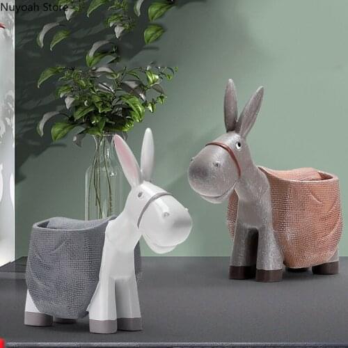 Resin Small Animal Decoration Donkey Creative Storage Decoration Gifts for Friends Living Room Home Decoration Accessories