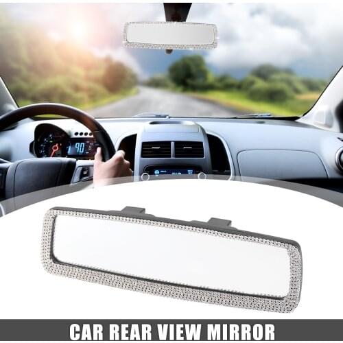 X Autohaux Universal Bling Rhinestone Car Interior Rearview Mirror Faux Crystal Decor Trim Wide Angle Rear View Mirror Cover