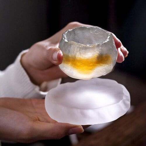 Japanese glass cup with plum and pure teacup manual comfort frozen burn kung fu tea set Japan small glass